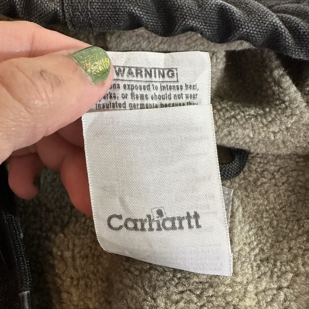 Womens L Carhartt Black W3141 Weathered Coat Jacket Sherpa Lined Hooded - Picture 3 of 11